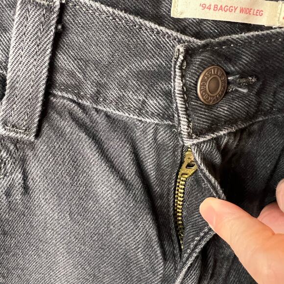 Levis Jeans Womens Size 27 Black '94 Baggy Wide Leg 100% Cotton Comfort - Picture 9 of 16